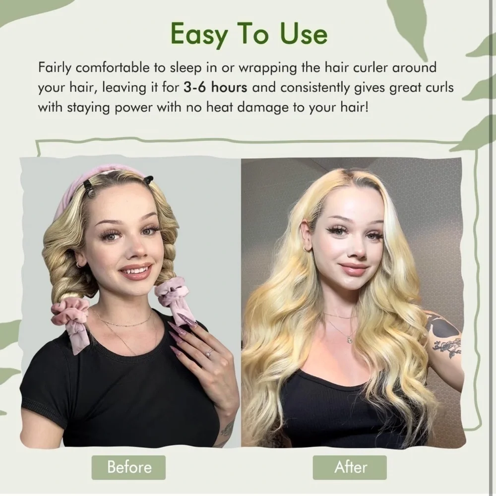 NEW Heatless Hair Curler Headband Set in Purple